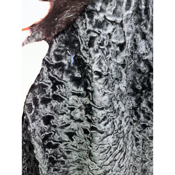 Vintage 60s Black Karakul Lamb Swing Coat Size Mink Collar Mod Glam Luxurious - Picture 8 of 14